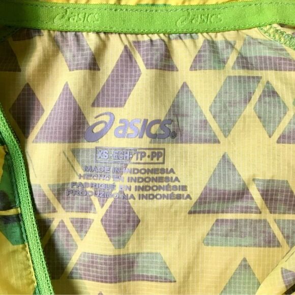 Asics lightweight jacket, yellow/green print, XS - Picture 3 of 7